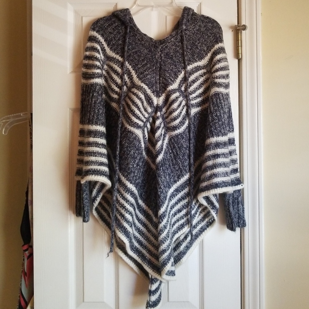 Hooded Poncho Sweater